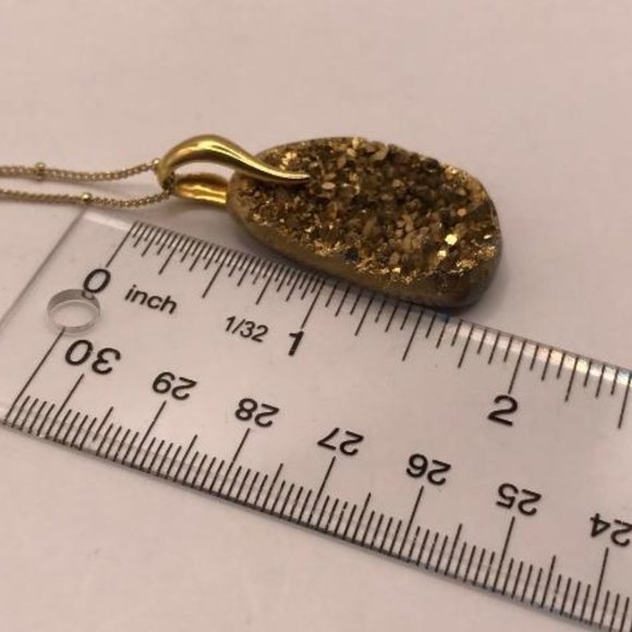 Gold-Tone Druzy Pendant Necklace - Picture 10 of 12